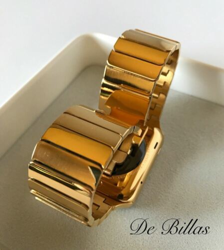 Gold Plated Apple Watch 24k 45mm SERIES 8 POLISHED Link CUSTOM Stainless Steel Item image 7