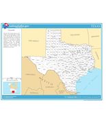 Texas State Counties w/Cities Laminated Wall Map - £151.01 GBP