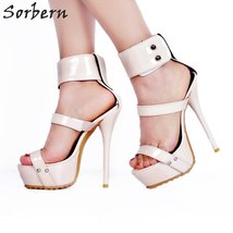 Eather gladiator style women sandals high heels platform women spike shoes womans dress thumb200