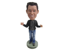 Custom Bobblehead Confident Happy Male With Arms Wide Open - Leisure &amp; Casual Ca - £71.12 GBP