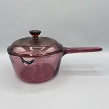 Corning Vision 1L Cranberry Sauce Pan Glass Bottom Pour Spout &amp; Pyrex Li... - $19.79