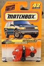 NOS 1997 MATCHBOX #42 Animals Red Dog Rotwheeler Metal Toy Car Mattel Wheels - £8.55 GBP