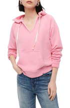 J Crew Garment-dyed V-neck hoodie original cotton terry Pink Size M Sweatshirt - £22.99 GBP