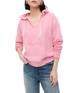 J Crew Garment-dyed V-neck hoodie original cotton terry Pink Size M Swea... - $28.70