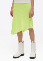 HELMUT LANG Womens Skirt Asym Satin Midi Elegant Neon Yellow Size US 6 K... - £61.56 GBP