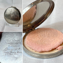 Vtg The Celma Co Compact Loospact Mirrored Round Powder Box Toledo Ohio - £23.70 GBP