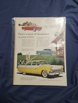 1955 FORD Fairlane Yellow &amp; White Red Thunderbird Blue Customline Car Print AD - £5.32 GBP