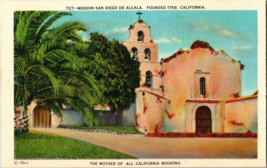 Vtg Postcard California Mission  San Diego De Alcala, Mother of all Missions - £5.35 GBP