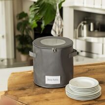 China Plate Storage Bag, 10-Inch Round Polyester with Handles, Grey, Zip... - $473.33 MXN