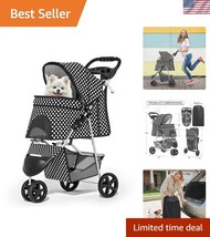 Elegant Foldable Pet Dog and Cat Stroller with Storage Basket - Black Po... - €78,09 EUR