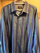 Nat Nast Luxury Originals Shirt Men Sz XXL Blue Striped Long Sleeve Cotton EUC - £13.32 GBP