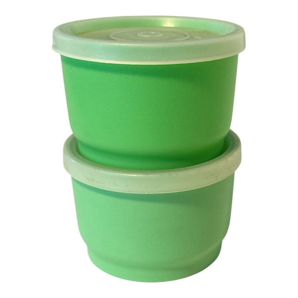 VTG Tupperware LOT 2 Juice Or Snack Cups + 2 Lids 1229 Small Containers ... - $11.75