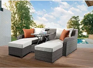 Furniture Sets, All-Weather Pe Rattan Wicker Outdoor Sectional Sofa Conv... - $2,594.99