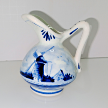 Signed Hand Painted Delft Holland Blue And White Small Pitcher Creamer - £7.66 GBP