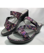 Alegria Loti Iridescent Leather Metallic Wedge Sandals Purple Size 38   ... - £35.82 GBP