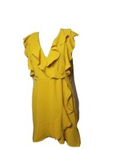 Milk &amp; Honey Womens Dress Solid Yellow Size Medium Frills  - £11.60 GBP