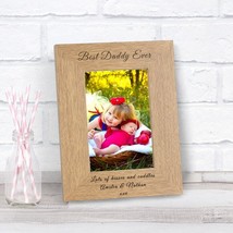 Personalised Best Daddy Ever Wooden Photo Frame Gift Fathers Day Birthday Christ - $14.95