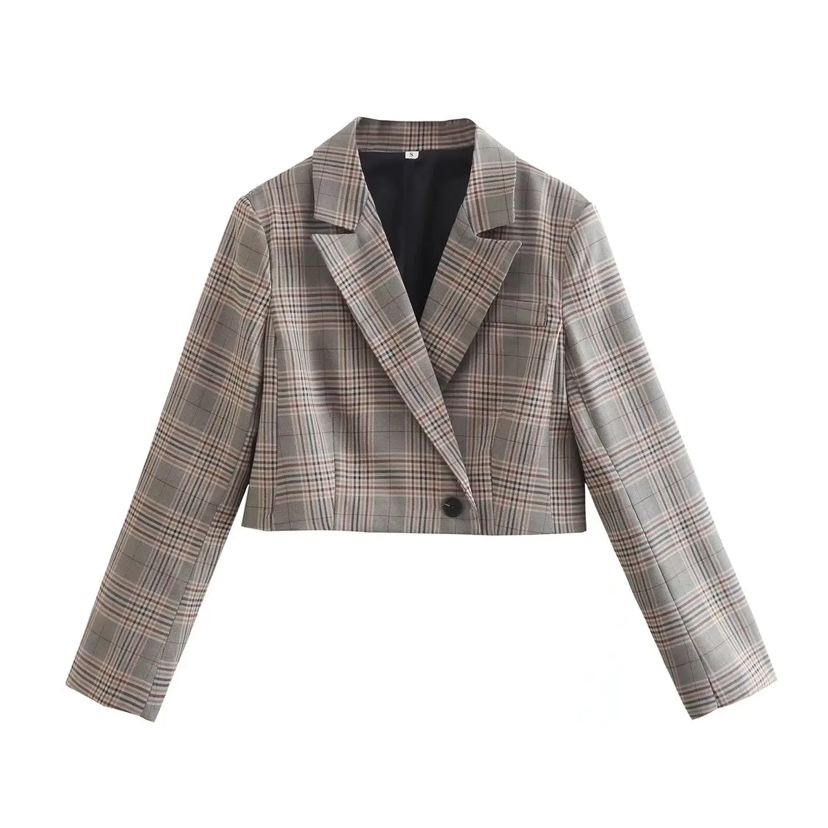 Primary image for Zevity Women Vintage Notched Collar Plaid Print Short Fitting Blazer Coat Office