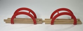 Brio Thomas &amp; Friends Wooden 6&quot; Railway Red Bridge Sections Lot Of 2 - £9.86 GBP