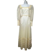 vintage lace swiss dot bell sleeve bohemian long maxi dress Handmade Cot... - £35.48 GBP