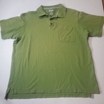 Duluth Trading Polo Shirt Mens Large  Solid Green Short Sleeve Cotton Pocket - £11.86 GBP