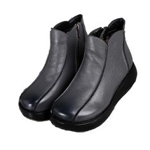 SNURULAN Winter Warm Flat Platform Boots Women Shoes Cow Leather  Handmade Vinta - £57.90 GBP