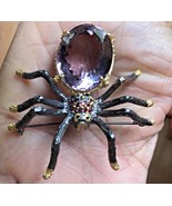 Huge 139 ct Natural Ametrine Sapphire, Rhodolite Garnet Spider Silver brooch pin - $1,484.99