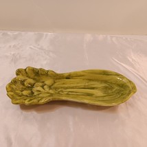 Vintage 1969 Ceramic Celery Stalk Shaped Dish Hand painted Art Pottery R... - £18.63 GBP