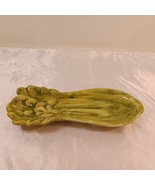 Vintage 1969 Ceramic Celery Stalk Shaped Dish Hand painted Art Pottery R... - £18.69 GBP