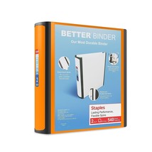 Staples 2&quot; 3-Ring Better Binder Bright Orange 2/Pack ST55874-CCVS - £25.15 GBP