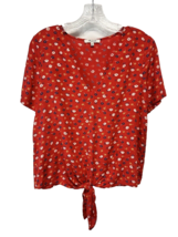Madewell Red Floral Title Front Blouse Top Short Sleeve Lightweight XS - £18.92 GBP