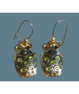 Vtg Berebi Gold Tone Green Crystal? Turtle Earrings Kidney Wires Jewelry... - £14.78 GBP