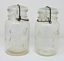 Ball Ideal Atlas E-Z Seal Vintage Pair Of Glass Jars Nice! - £19.10 GBP