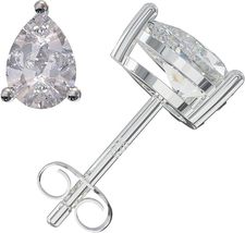 2 Ct Pear Cut CZ 7MM White Diamond Unisex Stud Earrings 14K White Gold Plated - £28.76 GBP