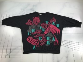 Vintage Safari Sweatshirt Mens Extra Large Black Pink Teal Gray Cheetah Zebra - £37.48 GBP