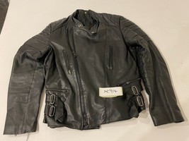 Vintage Black Motorcycle Jacket  Label 98  Armpit/Armpit 21&quot;  (mc914) - £23.68 GBP