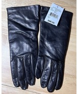 Size 6 1/2 NEW Bloomingdale&#39;s Black Leather Gloves with Cashmere Lining ... - $565.28 MXN