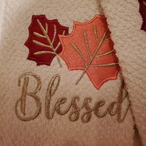 Embroidered Kitchen Towels, set of 2, Blessed, Autumn Leaves, Fall Thanksgiving image 3