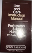 Vintage Vidal Sassoon Professional Salon 20 Roller Hairsetter  Manual 1982 - £2.35 GBP