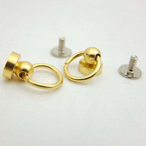 Bluemoona 50 Sets - Plated Brass Head Button O-ring 3/8" 10mm Stud Screwback wit
