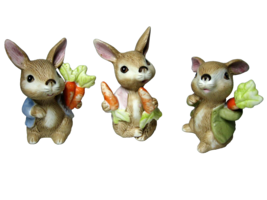 Vintage Homco 1410 Set of 3 Bunny Rabbits Figurines Easter 3.25&quot; - $13.30