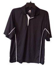 Top Flite Golf Polo Shirt Mens Size M Black White Piping Breathable Stre... - £9.66 GBP
