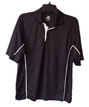 Top Flite Golf Polo Shirt Mens Size M Black White Piping Breathable Stre... - £9.26 GBP