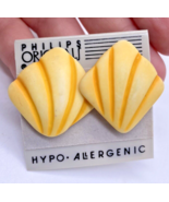 Vintage Earrings Shell Shape Clay Butter Yellow Beach Tropical Cruise Bo... - €28,78 EUR