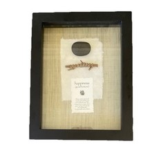 Shadow Box Happiness Proverb Wall Art with Good Luck Stone Glass Black F... - $11.88