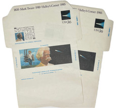 Set 2 Mark Twain Halley's Comet 1985 Usps Fdc Airmail Envelope Aerogramme - $14.80