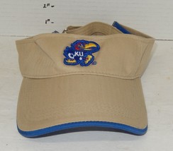 NCAA Kansas University Jayhawks KU Adjustable Hat Cap Visor Tan Blue Red - £19.07 GBP