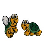 Vtg Punch Needle Mario Koopa Troopa Turtle &amp; Flying Turtle Embroidery Patch - $236.77 MXN
