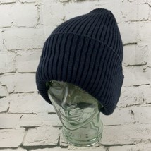 Urban Hipster Sherpa Lined Navy Blue Beanie Cap  Cold Weather Simple - £6.32 GBP