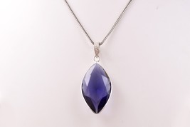Handcrafted Rhodium Polished  Amethyst Marquise Shape Women Pendant Necklace - £12.48 GBP+